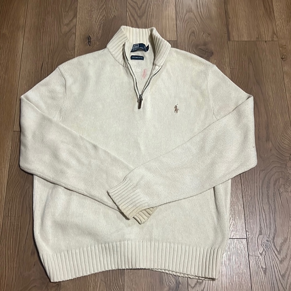 Polo Ralph Lauren Cotton Knit 1/4 Zipper Sweater Sz XL